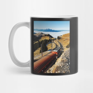 Cogwheel Train on Mount Rigi With Alpine Range in Background Mug